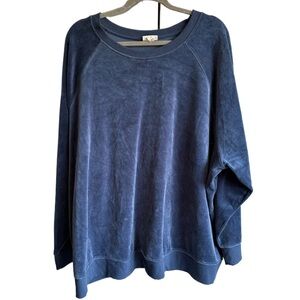 Blue Velour Crewneck Sweatshirt